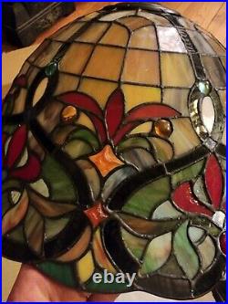NiB Huge TIFFANY STYLE SLAG GLASS STAINED GLASS TABLE LAMP