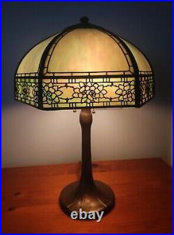 Nice Handel Slag Glass Rose Border Overlay Table Lamp