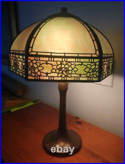Nice Handel Slag Glass Rose Border Overlay Table Lamp