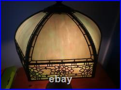 Nice Handel Slag Glass Rose Border Overlay Table Lamp