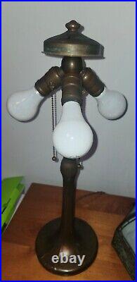 Nice Handel Slag Glass Rose Border Overlay Table Lamp
