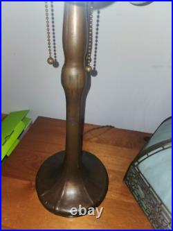 Nice Handel Slag Glass Rose Border Overlay Table Lamp