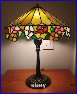 Nice Leaded Slag Stained Glass Floral Lamp by Wilkinson Handel Tiffany Era