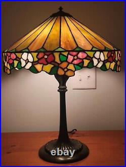 Nice Leaded Slag Stained Glass Floral Lamp by Wilkinson Handel Tiffany Era