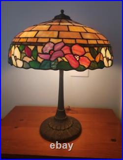 Nice Leaded Slag Stained Glass Floral Lamp by Wilkinson Handel Tiffany Era