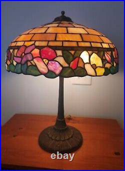 Nice Leaded Slag Stained Glass Floral Lamp by Wilkinson Handel Tiffany Era
