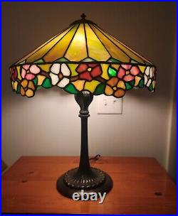 Nice Leaded Slag Stained Glass Floral Lamp by Wilkinson Handel Tiffany Era