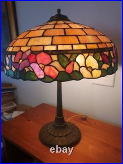 Nice Leaded Slag Stained Glass Floral Lamp by Wilkinson Handel Tiffany Era