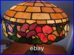 Nice Leaded Slag Stained Glass Floral Lamp by Wilkinson Handel Tiffany Era