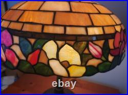 Nice Leaded Slag Stained Glass Floral Lamp by Wilkinson Handel Tiffany Era
