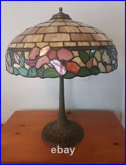 Nice Leaded Slag Stained Glass Floral Lamp by Wilkinson Handel Tiffany Era