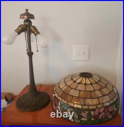Nice Leaded Slag Stained Glass Floral Lamp by Wilkinson Handel Tiffany Era