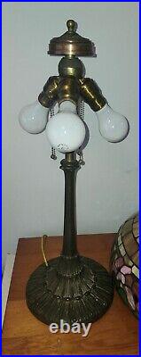 Nice Leaded Slag Stained Glass Floral Lamp by Wilkinson Handel Tiffany Era