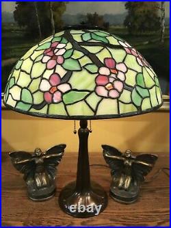 Nr handel arts crafts leaded vintage slag glass antique lamp bradley hubbard era