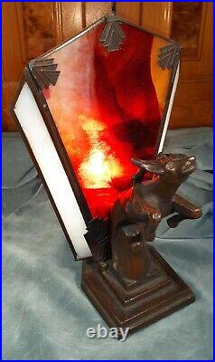 Nuart gazelle radio lamp with slag glass shield