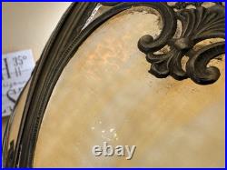 OLD Antique Art Nouveau Slag Glass 6 Panel LAMP SHADE! Metal Filigree Overlay OLD Antique Art Nouveau Slag Glass 6 Panel LAMP SHADE! Metal Filigree Overlay