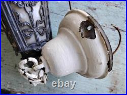 Old Antique Ceiling Lamp Arts & Crafts Mission Slag Glass Pendant Light Fixture