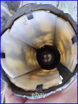 Old Antique Ceiling Lamp Arts & Crafts Mission Slag Glass Pendant Light Fixture