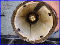 Old Antique Ceiling Lamp Arts & Crafts Mission Slag Glass Pendant Light Fixture