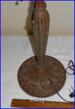 Old Miller Electric Lamp Light Base Slag Glass Shade Double 1907 Bryant Sockets