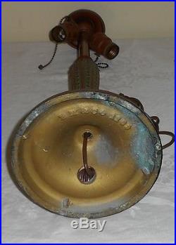 Old Miller Electric Lamp Light Base Slag Glass Shade Double 1907 Bryant Sockets