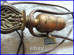 Original Antique Art Nouveau Bent Stained Slag Glass lamp 21 High Width 18 1/2