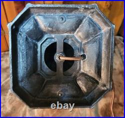 Original Antique Gothic Slag Glass Table Lamp Heavy Casting