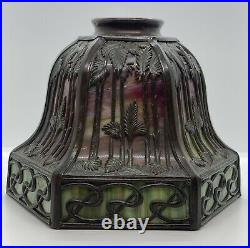 Original Handel Lamp Slag Glass Arts Crafts Antique Tropical S Border Shade