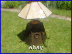 Original Kerosene Stained Glass Slag Lamp Tiffany Antique Mission Prairie Arts