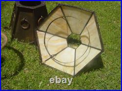 Original Kerosene Stained Glass Slag Lamp Tiffany Antique Mission Prairie Arts