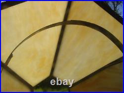 Original Kerosene Stained Glass Slag Lamp Tiffany Antique Mission Prairie Arts