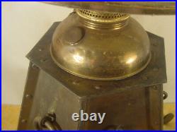 Original Kerosene Stained Glass Slag Lamp Tiffany Antique Mission Prairie Arts