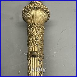 Ornate Antique Arts & Crafts Slag Glass Table Lamp 6 Panel Dual Socket 21 High