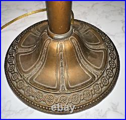 Ornate Antique Cast Brass Slag Glass Lamp Base Floral Motif Restored & Working