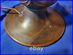 Ornate Bronze Finish Slag Glass Table Lamp