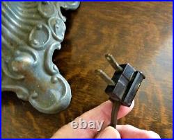 Ornate Cast Spelter Figural Cherub Lamp With Leaded Slag Glass Shade Art Neadeau