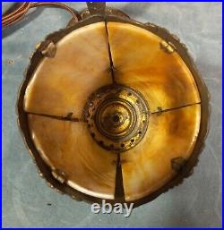 Ornate Slag Glass Boudoir Lamp Circa 1910-1925