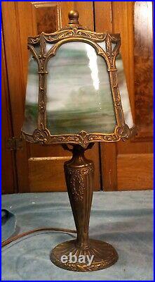 Oval Slag Glass Boudoir Lamp Circa 1910-1925