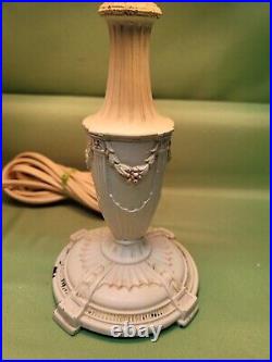 Pair (2) Antique 1920's ART NOUVEAU Boudoir Table Lamps Caramel Cream Slag Glass