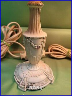 Pair (2) Antique 1920's ART NOUVEAU Boudoir Table Lamps Caramel Cream Slag Glass