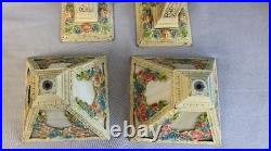 Pair Antique Panel Boudoir Lamps Floral Swag Overlay Slag Glass Original Paint