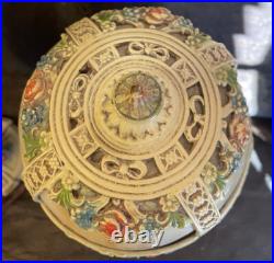 Pair Antique Slag Glass Metal Boudoir Lamps