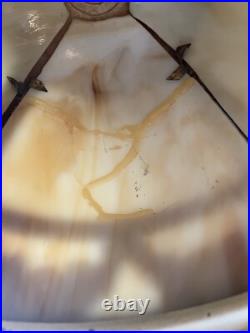 Pair Antique Slag Glass Metal Boudoir Lamps