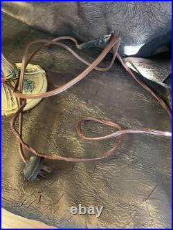 Pair Antique Slag Glass Metal Boudoir Lamps