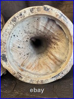 Pair Antique Slag Glass Metal Boudoir Lamps