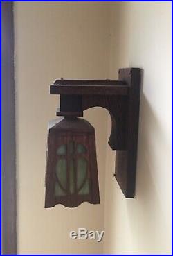 Pair Arts Crafts Mission SLAG GLASS Sconce Light Wall Lamp W. E. Brown