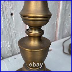 Pair, Nouveau, Slag Glass Table Lamps, XL vintage Bronze Finish MUST SEE