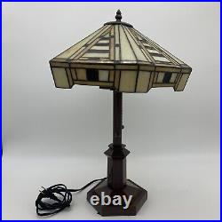 Pair Of Slag Glass Table Lamp Double Socket