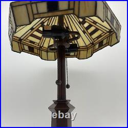 Pair Of Slag Glass Table Lamp Double Socket