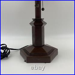 Pair Of Slag Glass Table Lamp Double Socket